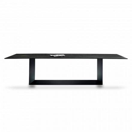 Tavolo di Design in Ceramica Noir Desir Opaco e Metallo Made in Italy – Moro Viadurini