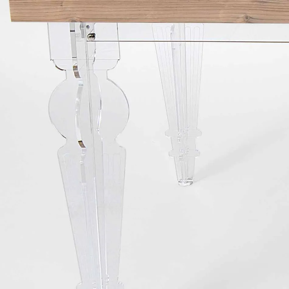 Tavolo di design in legno di abete e plexiglass made in Italy, Castro Viadurini