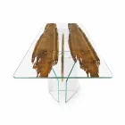 Tavolo di design in legno di briccola veneziana e vetro Venezia  Viadurini