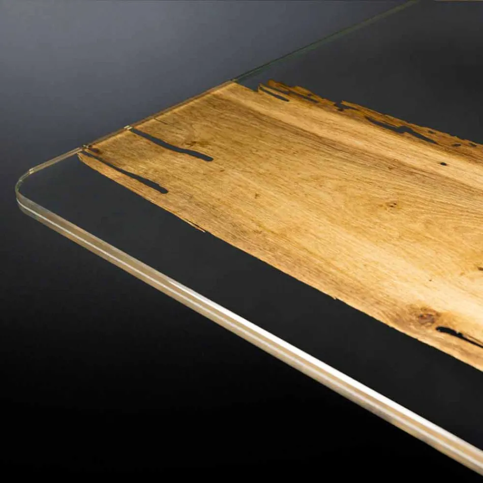 Tavolo di design in legno di briccola veneziana e vetro Venezia  Viadurini