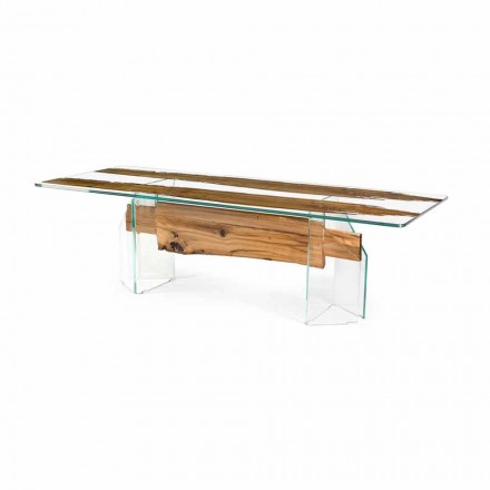 Tavolo di design in legno di briccola veneziana e vetro Venezia  Viadurini