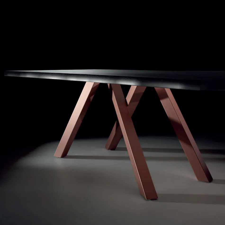 Tavolo di Design in Legno e Acciaio Fino a 12 Posti Made in Italy – Settimmio Viadurini