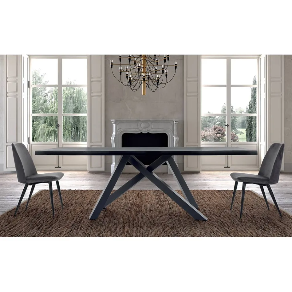 Tavolo di Design in Legno e Acciaio Fino a 12 Posti Made in Italy – Settimmio Viadurini