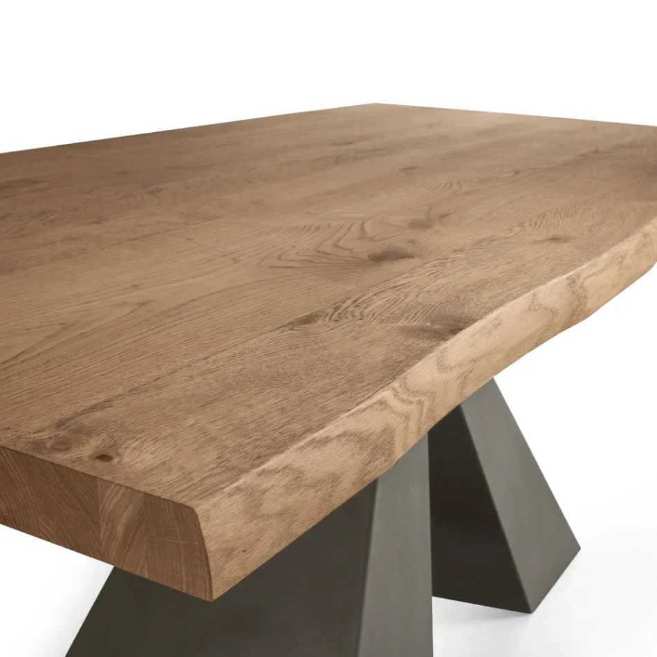 Tavolo di Design in Legno Impiallacciato e Acciaio Made in Italy – Dalmata Viadurini