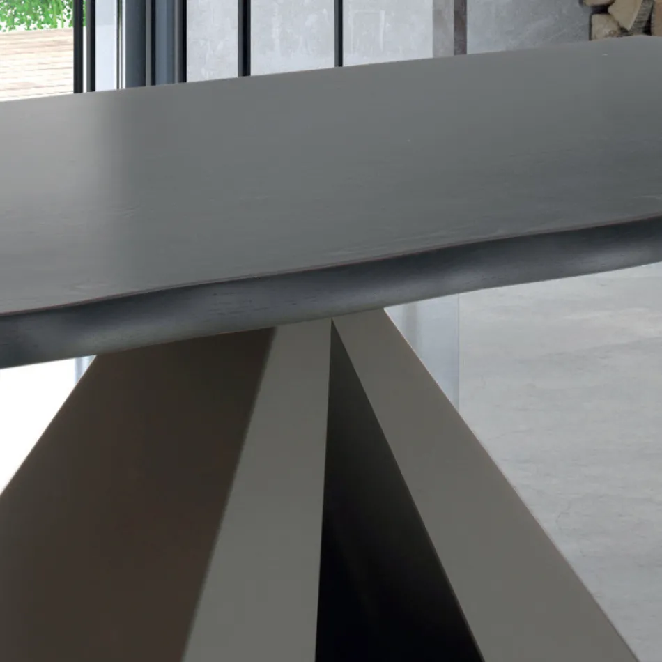 Tavolo di Design in Legno Impiallacciato e Acciaio Made in Italy – Dalmata Viadurini