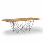 Tavolo di design moderno con piano in legno e base in metallo, Esperia Viadurini