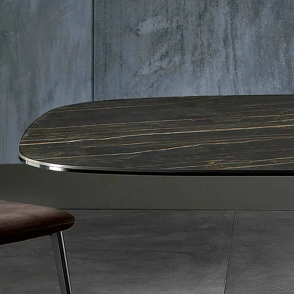 Tavolo di design moderno in vetroceramica prodotto in Italia, Clark Viadurini