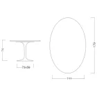 Tavolo Eero Saarinen H 74 con Piano Ovale in Marmo Calacatta Oro Made in Italy - Scarlet Viadurini