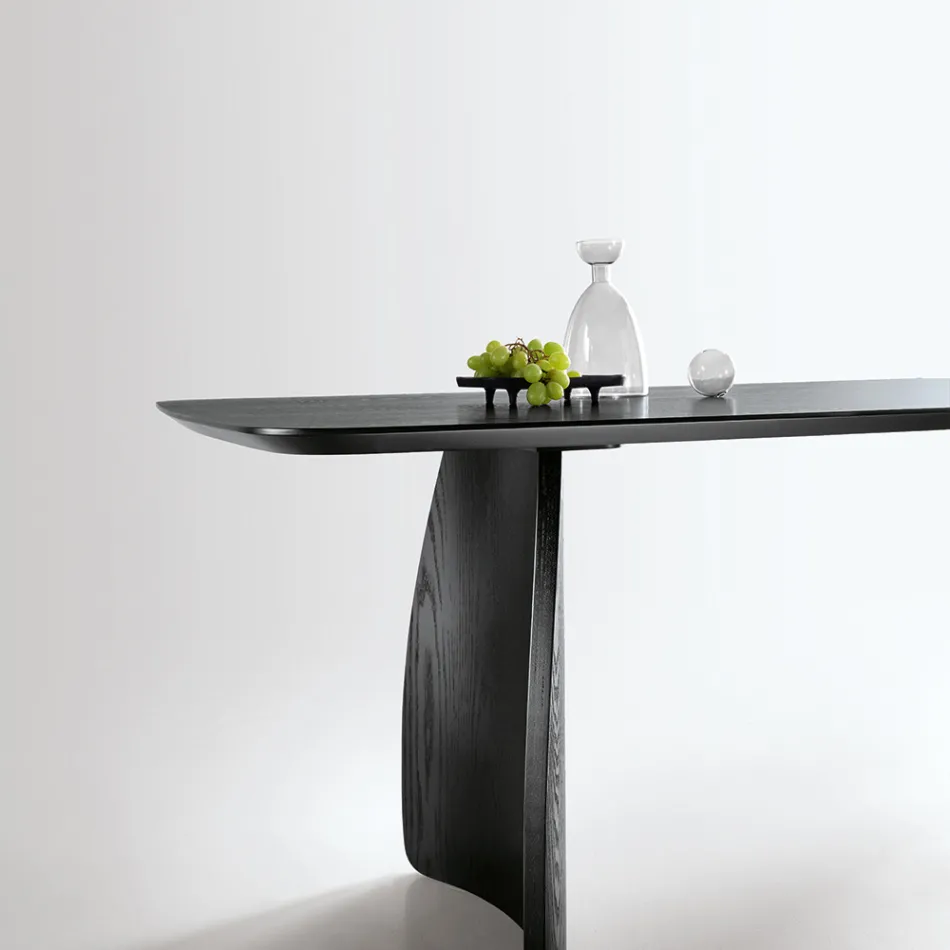 Tavolo Effetto Legno con Gambe Curve in Due Misure e Diverse Finiture - Argo Viadurini