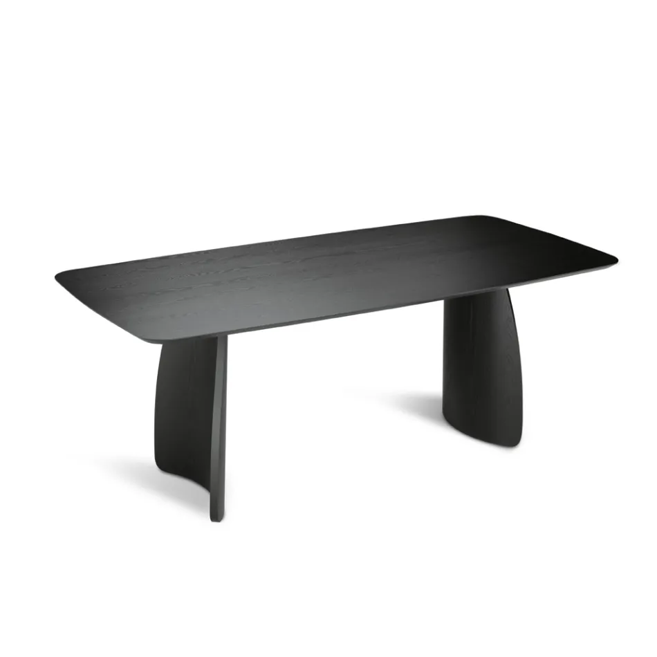 Tavolo Effetto Legno con Gambe Curve in Due Misure e Diverse Finiture - Argo Viadurini