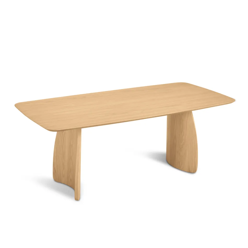 Tavolo Effetto Legno con Gambe Curve in Due Misure e Diverse Finiture - Argo Viadurini