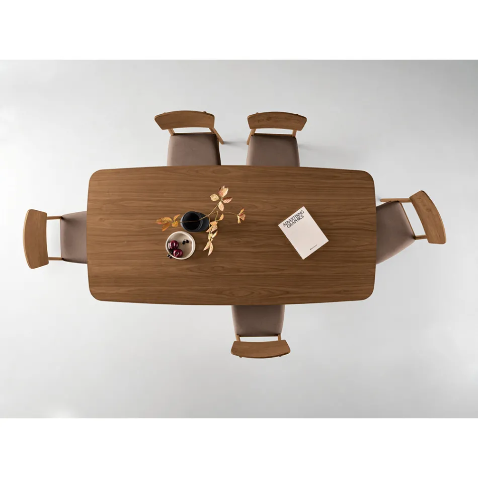 Tavolo Effetto Legno con Gambe Curve in Due Misure e Diverse Finiture - Argo Viadurini