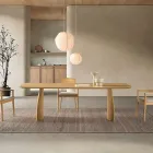 Tavolo Effetto Legno con Gambe Curve in Due Misure e Diverse Finiture - Argo Viadurini
