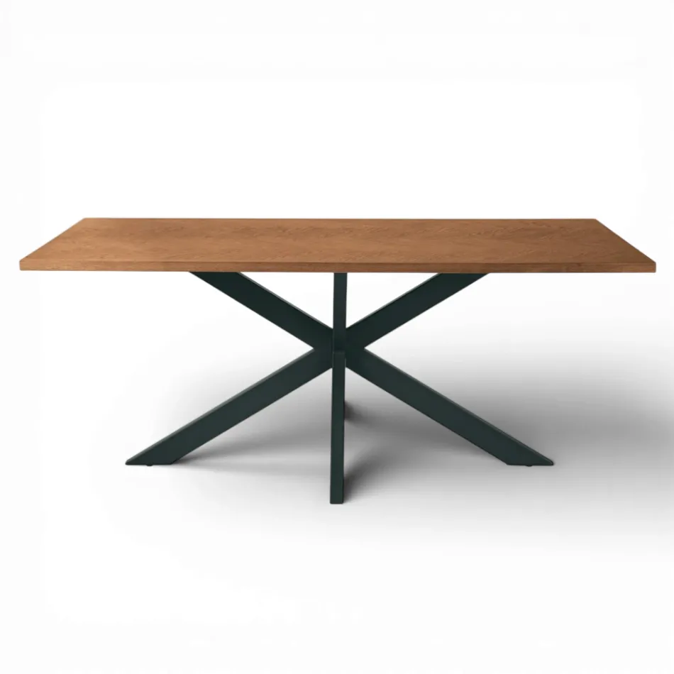 Tavolo Fisso 180x90 cm in Rovere e Base in Ferro - Legame Viadurini