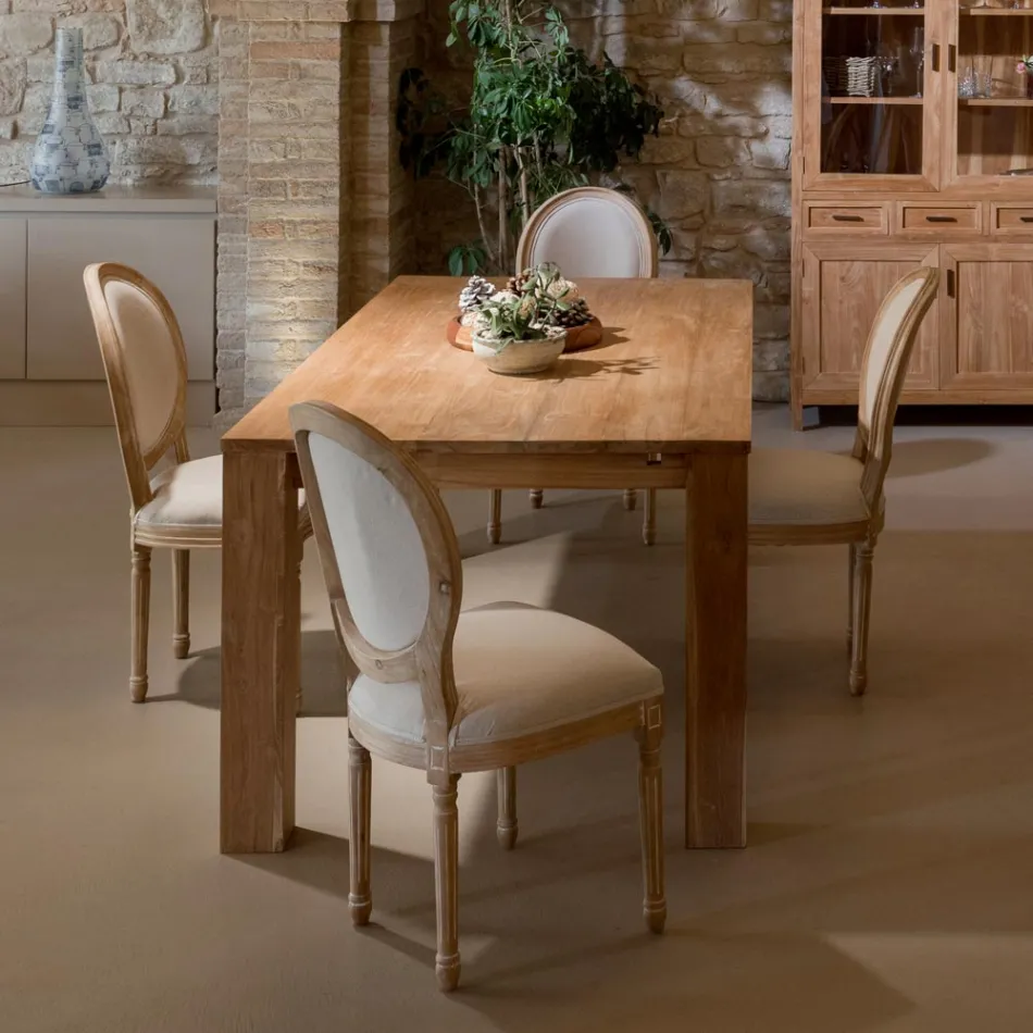 Tavolo Fisso 190x100 cm da Soggiorno Realizzato in Legno Teak Massello - Fiamminga Viadurini