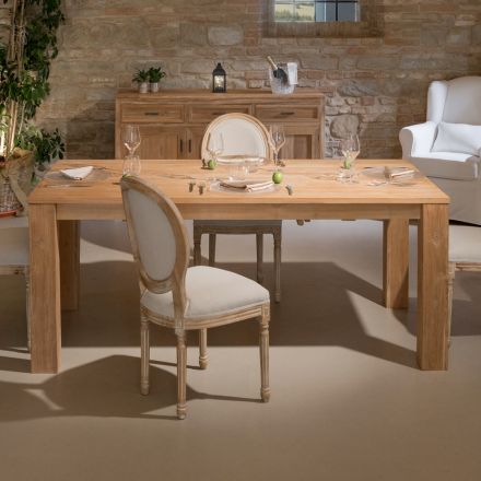 Tavolo Fisso 190x100 cm da Soggiorno Realizzato in Legno Teak Massello - Fiamminga Viadurini