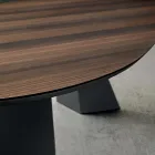 Tavolo Fisso 210x109 cm in Metallo e Rovere Impiallacciato Ovale - Marcello Viadurini