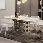 Tavolo Fisso 210x110 cm con Piano in Ceramica Effetto Marmo - Tano Viadurini