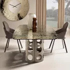 Tavolo Fisso 210x110 cm con Piano in Vetro Martellato Made in Italy - Tano Viadurini