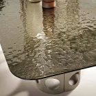 Tavolo Fisso 210x110 cm con Piano in Vetro Martellato Made in Italy - Tano Viadurini