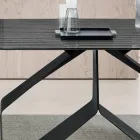 Tavolo Fisso 210x110 cm con Piano in Vetro Rigato e Base in Metallo - Adriano Viadurini