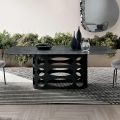 Tavolo Fisso 210x110 cm con Piano in Vetro Rigato Made in Italy - Tano
