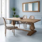 Tavolo Fisso 240x100 cm in Legno di Pino Naturale Invecchiato - Africo Viadurini