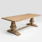 Tavolo Fisso 240x100 cm in Legno di Pino Naturale Invecchiato - Africo Viadurini