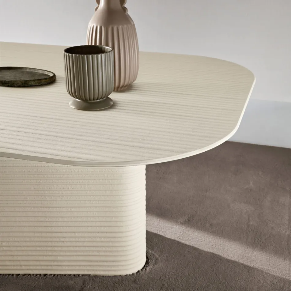 Tavolo Fisso 240x120 cm in Vetro Rigato o Verniciato Made in Italy - Varo Viadurini