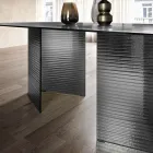 Tavolo Fisso 240x120 cm in Vetro Rigato Trasparente Made in Italy - Varo Viadurini