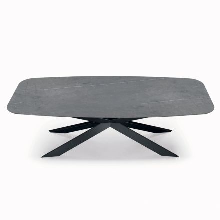 Tavolo Fisso a Botte con Piano in Laminato e Acciaio Made in Italy - Grotta  Viadurini