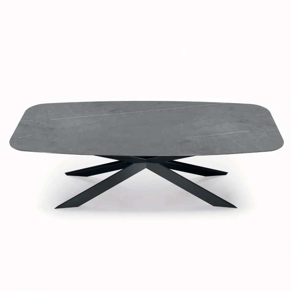 Tavolo Fisso a Botte con Piano in Laminato e Acciaio Made in Italy - Grotta  Viadurini