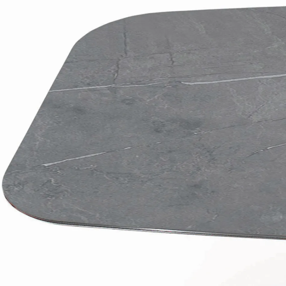 Tavolo Fisso a Botte con Piano in Laminato e Acciaio Made in Italy - Grotta  Viadurini