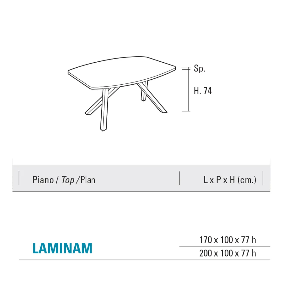 Tavolo Fisso a Botte in Laminam Calacatta Black Lucido - Dialogo Viadurini