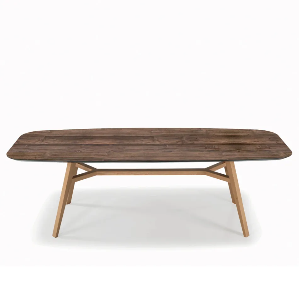 Tavolo Fisso a Botte in Laminato e Legno di Frassino Made in Italy - Nord  Viadurini