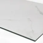 Tavolo Fisso con Base in Acciaio e Piano in Ceramica Made in Italy - Pantaloni Viadurini