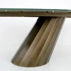 Tavolo Fisso con Base in Acciaio e Piano in Ceramica Made in Italy - Pantaloni Viadurini