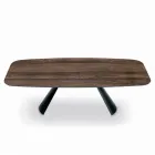 Tavolo Fisso con Base in Acciaio Nero e Piano in Laminato Made in Italy - Occhiali Viadurini
