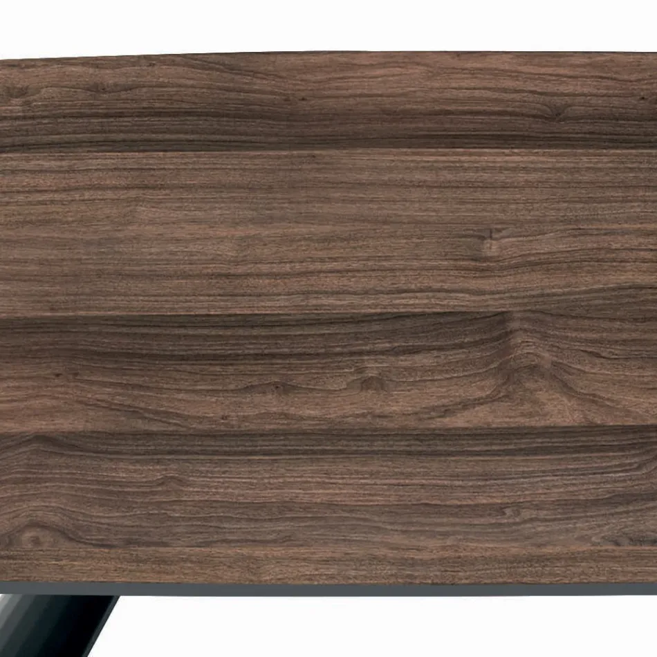 Tavolo Fisso con Base in Acciaio Nero e Piano in Laminato Made in Italy - Occhiali Viadurini