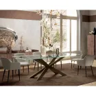 Tavolo Fisso con Bordo Reverse in Vetro Extrachiaro e Acciaio Made in Italy - Grotta Viadurini