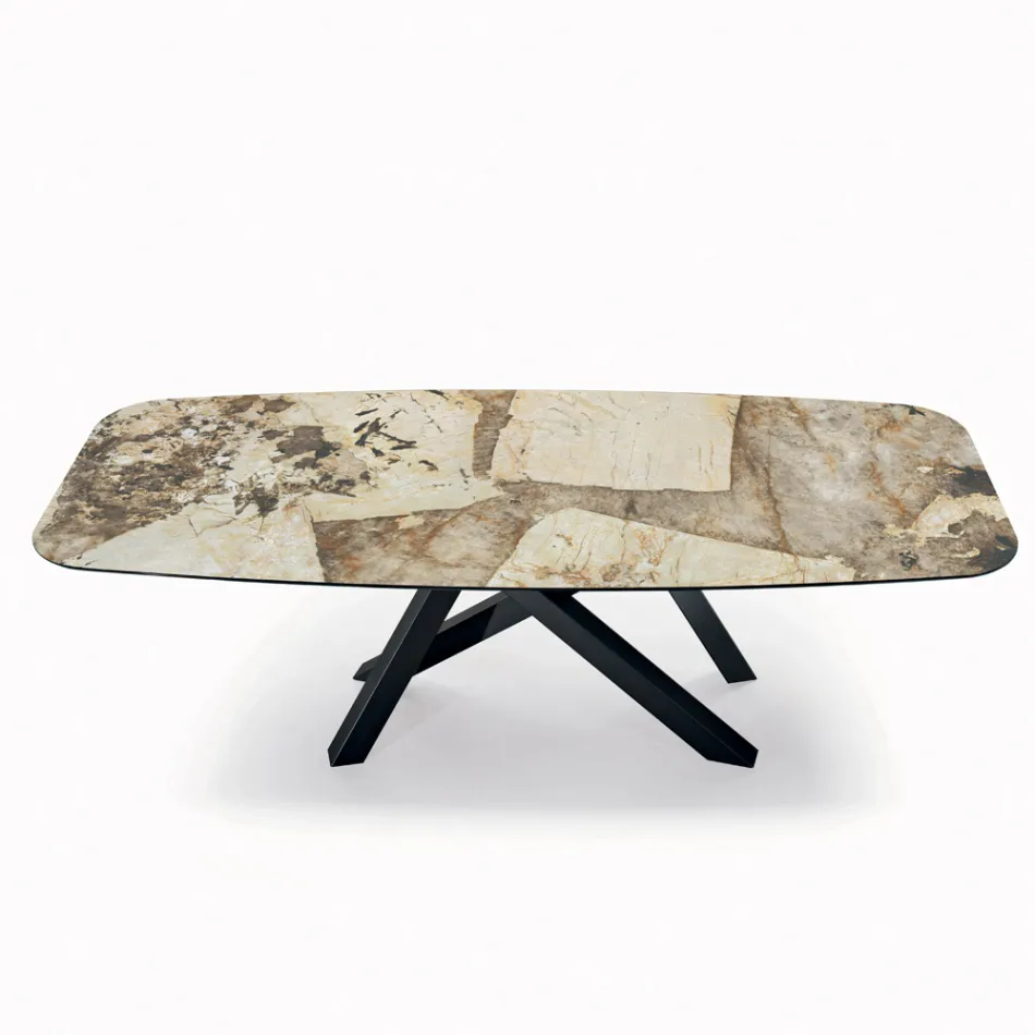 Tavolo Fisso con Piano a Botte in Ceramica Made in Italy - Settimmio  Viadurini