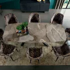 Tavolo Fisso con Piano a Botte in Ceramica Made in Italy - Settimmio  Viadurini