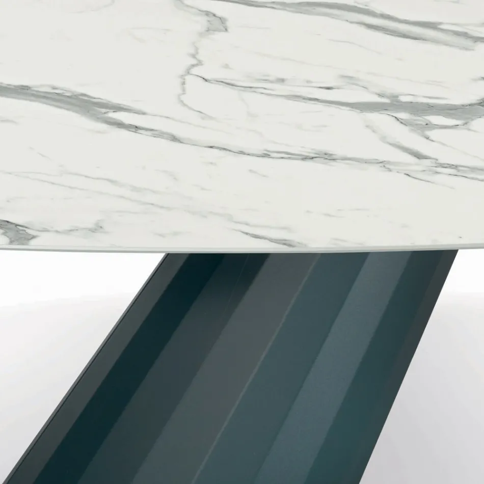 Tavolo Fisso con Piano a Botte in Laminato Made in Italy - Pantaloni Viadurini