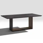 Tavolo Fisso con Piano Bisellato e Basamento Bicolore Made in Italy - Jadis Viadurini