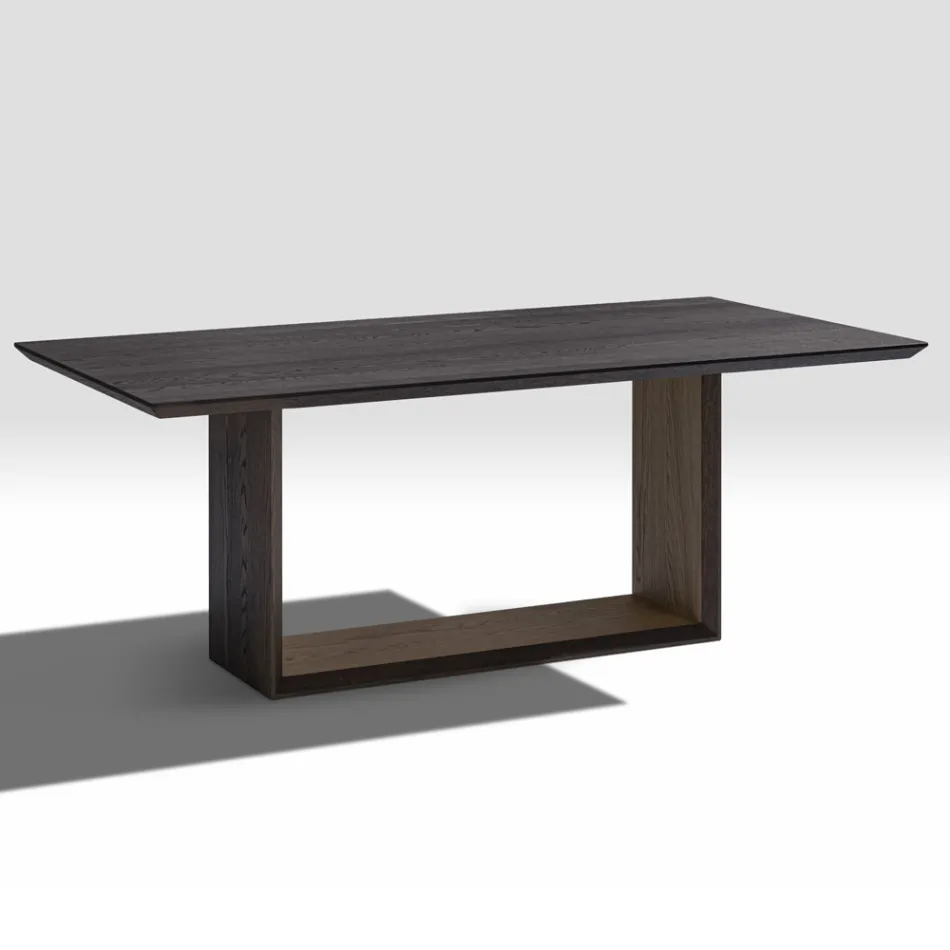 Tavolo Fisso con Piano Bisellato e Basamento Bicolore Made in Italy - Jadis Viadurini