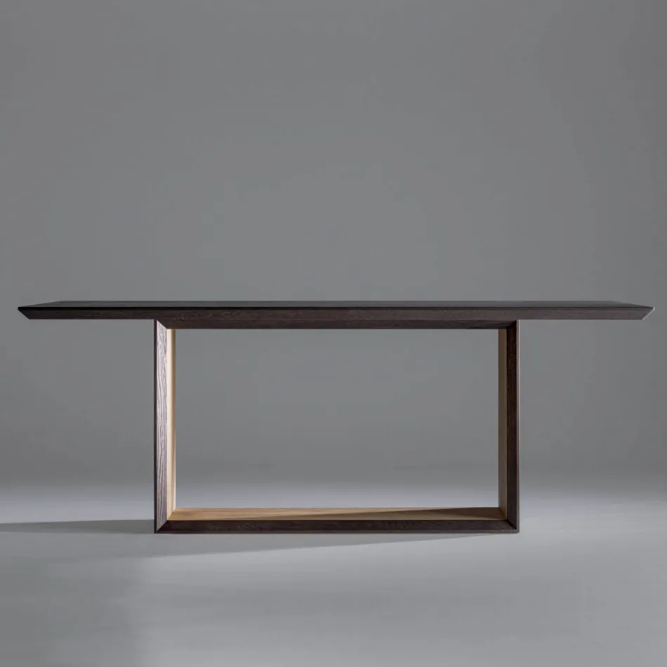 Tavolo Fisso con Piano Bisellato e Basamento Bicolore Made in Italy - Jadis Viadurini