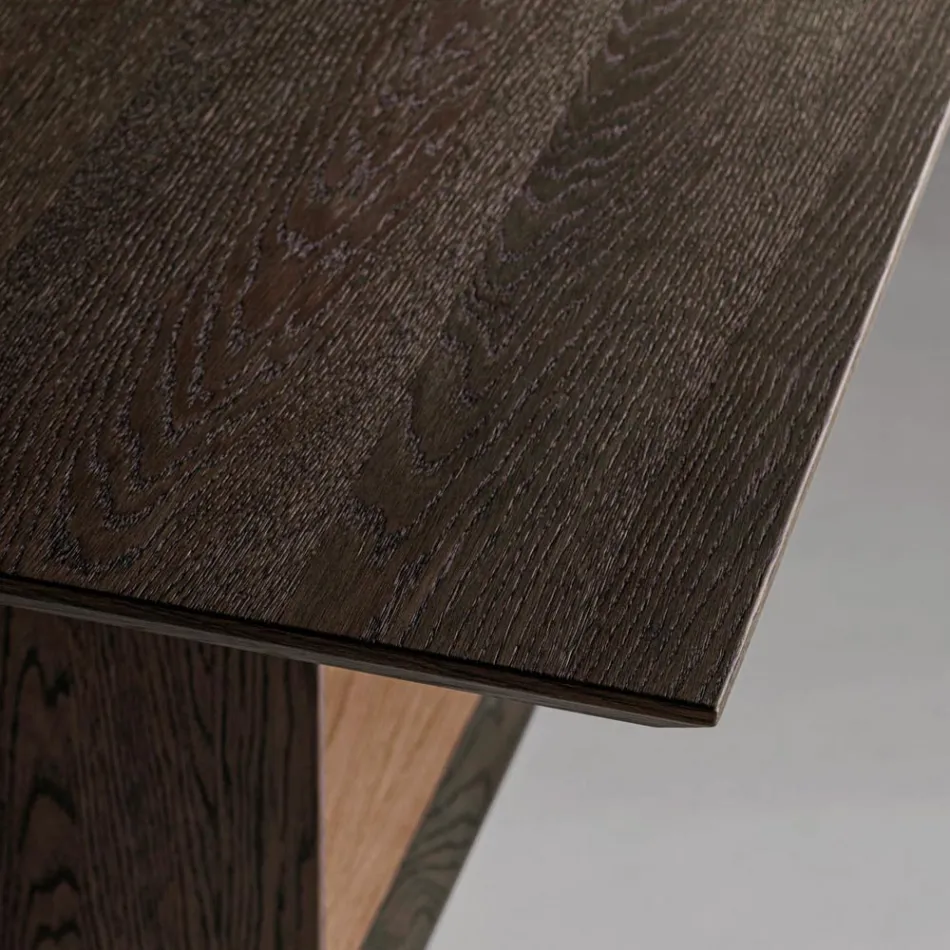 Tavolo Fisso con Piano Bisellato e Basamento Bicolore Made in Italy - Jadis Viadurini