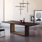 Tavolo Fisso con Piano Bisellato e Basamento Bicolore Made in Italy - Jadis Viadurini