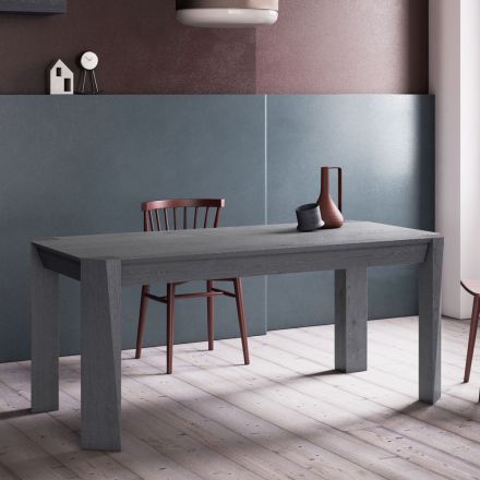 Tavolo Fisso con Piano Bisellato Listellare Made in Italy - Tratto Viadurini