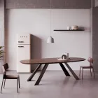 Tavolo Fisso con Piano Ellittico e Bordo Bisellato Made in Italy - Tirian Viadurini